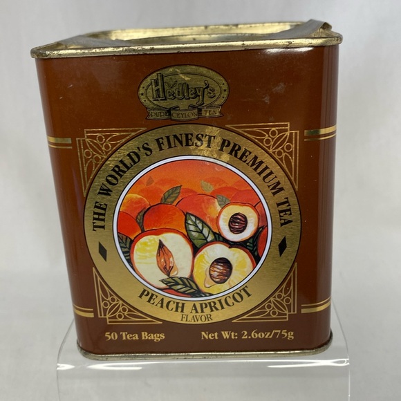 Hedleys Ceylon Peach Apricot Tea Vintage Collectible Tin ~ Sealed - Picture 1 of 9